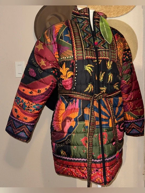 NWT Farm Rio Crazy Mix Reversible Puffer Jacket Size M - Picture 3 of 8